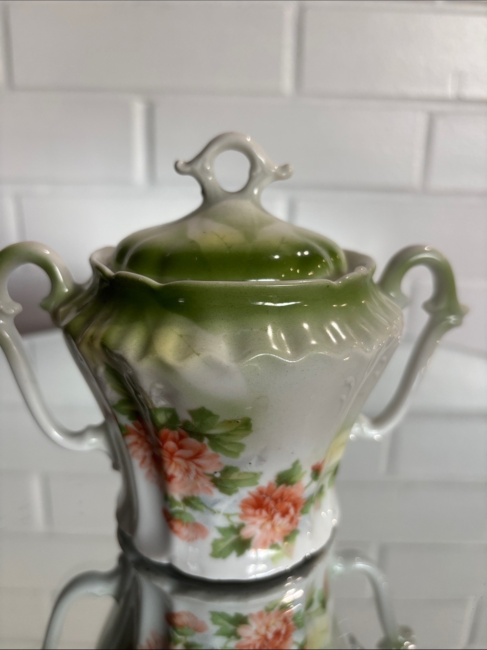 Vintage Leuchtenburg Thuringia Floral Porcelain Sugar Bowl with Lid